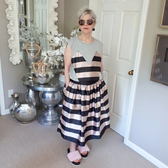 English Factory Dresses & Skirts - NWOT English Factory sleeveless t shirt striped flare dress Size L